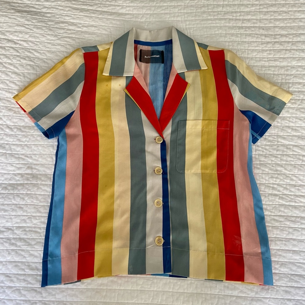 Reformation Multicolor Striped Set - Shirt & Shorts - Picture 2 of 6